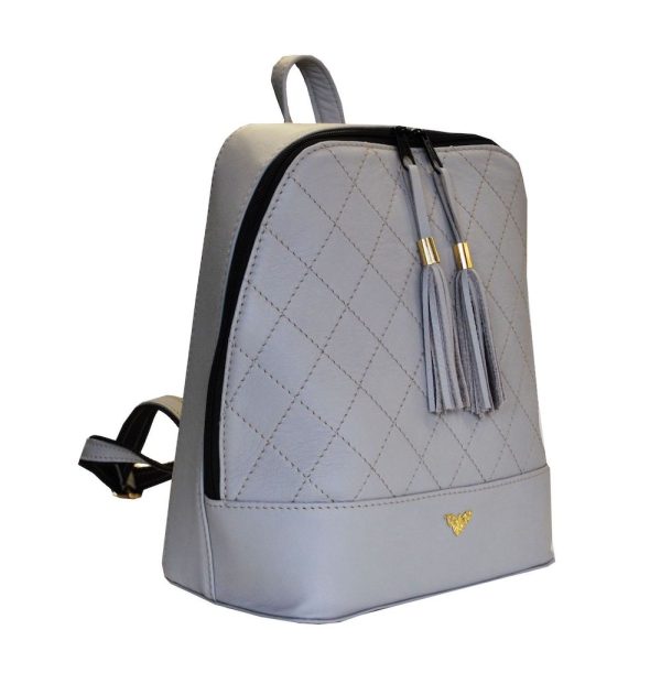 Luxusný dámsky kožený ruksak z prírodnej kože v šedej farbe
