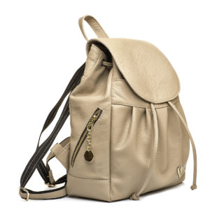 Luxusný kožený módny ruksak 8665u z prírodnej kože v béžovej farbe