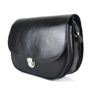 Luxusná rustikálna kožená kabelka, čierna farba