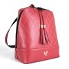 Luxusný dámsky kožený ruksak z prírodnej kože v červenej farbe