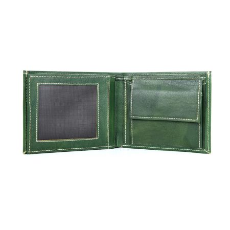 Kožená peňaženka z pravej kože č.8407 v tmavo zelenej farbe, ručne tamponovaná