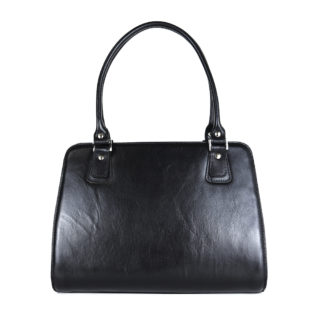 Módna kožená kabelka 8614 v čiernej farbe