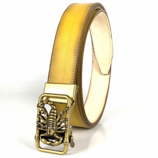 LIMITOVANÁ EDÍCIA - žltý kožený opasok s automatickým zapínaním, šírka 3.5cm, yellow_03