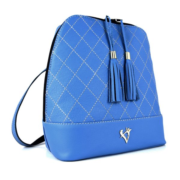 Luxusný dámsky kožený ruksak z prírodnej kože v modrej farbe