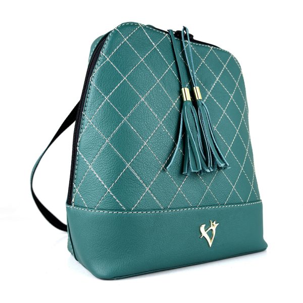 Luxusný dámsky kožený ruksak z prírodnej kože v tmavo zelenej farbe