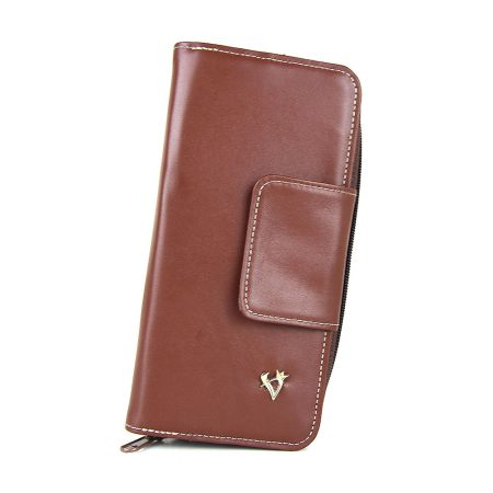 Luxusná dámska kožená peňaženka s bohatou výbavou v hnedej farbe