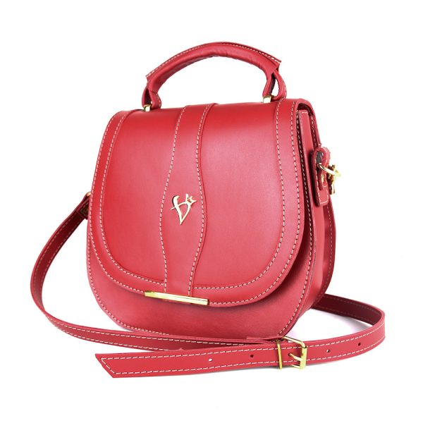 Módna trendová kožená kabelka v červenej farbe