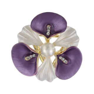 Elegantná ozdobná brošňa pre šatky v tvare fialového kvetu