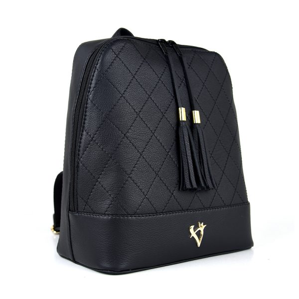 Luxusný dámsky kožený ruksak z prírodnej kože v čiernej farbe