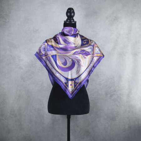 Módna hodvábna šatka LÍŠKA – PURPUROVÁ, 90 x 90cm, MADE IN SLOVAKIA